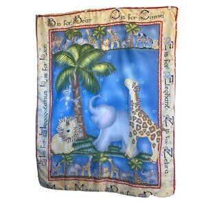 VTG Zoo Animals Baby Crib Handmade Comforter Quilt Lion Monkey Giraffe Bear READ